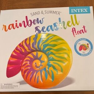 New in box intex sand & summer rainbow seashell pool float 50”Hx62”Lx10”W